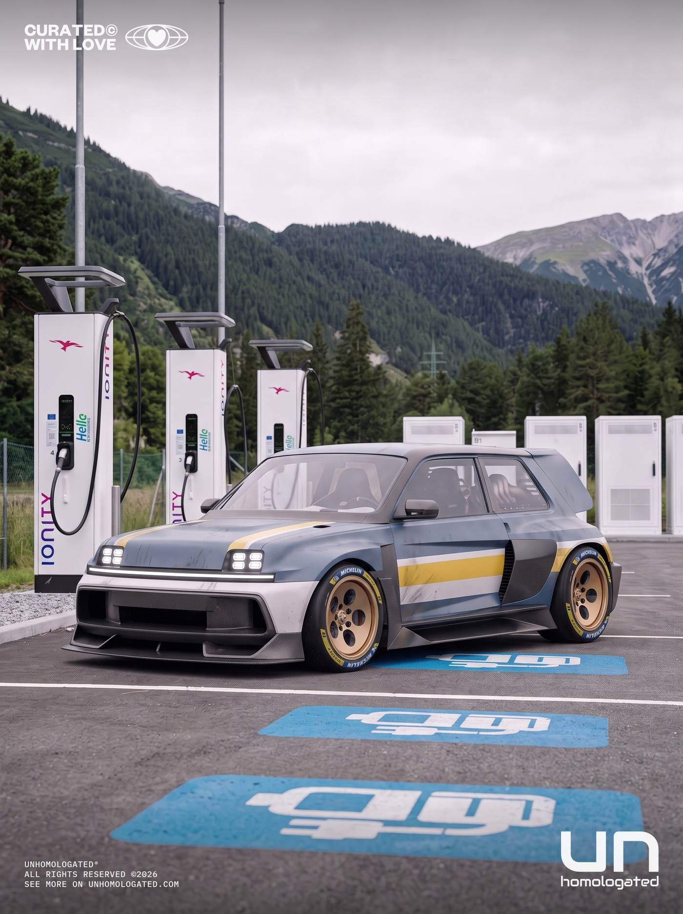 Renault 5 Turbo 3P plate, ionity charger