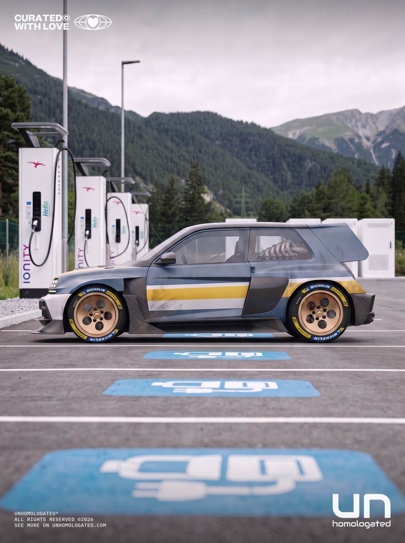 Renault 5 Turbo 3P plate, ionity charger